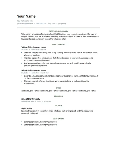 Sage resume template preview