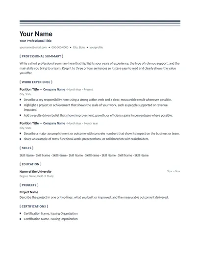 Sheffield resume template preview
