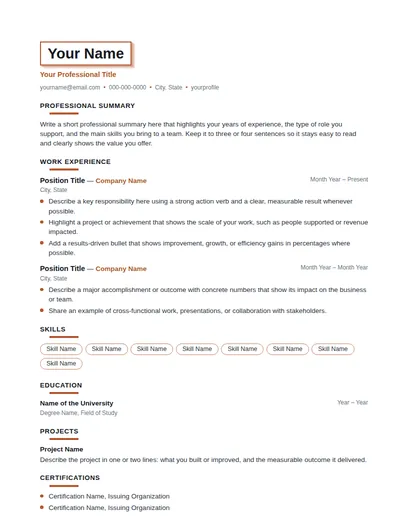 Lulu resume template preview