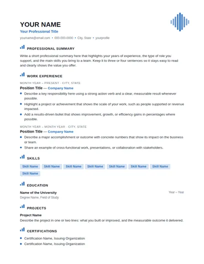 Sonic resume template preview
