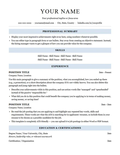 Sterling resume template preview