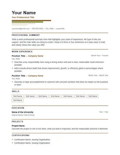 Strata resume template preview