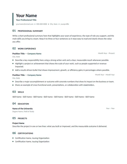 Sutton resume template preview