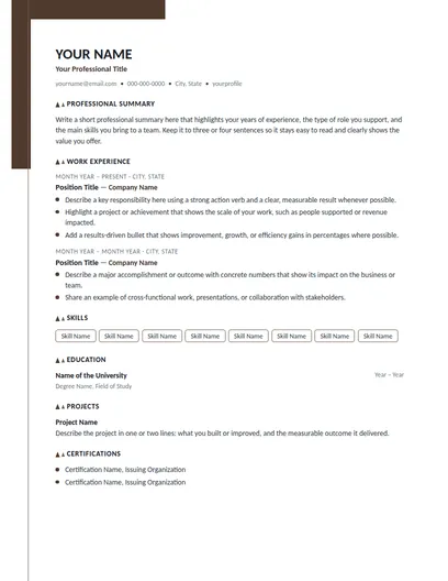 Thornton resume template preview