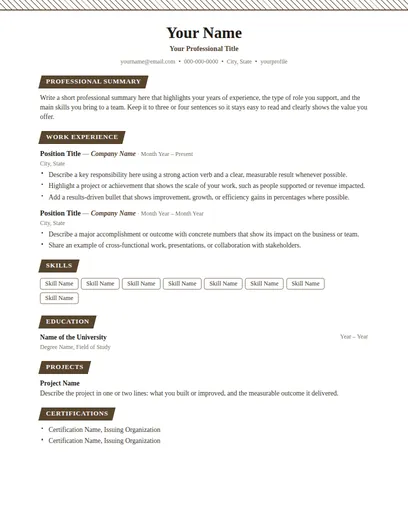 Thorpe resume template preview