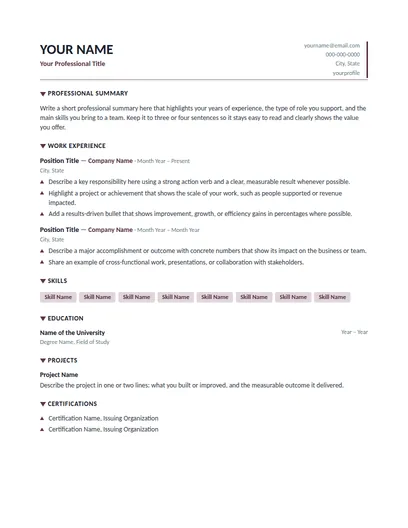 Vaughn resume template preview