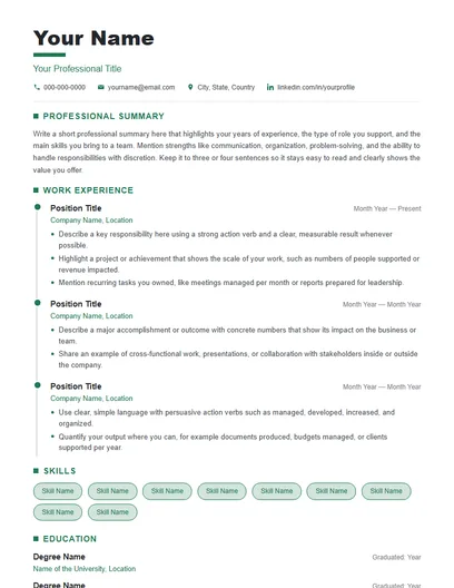 Vertex resume template preview