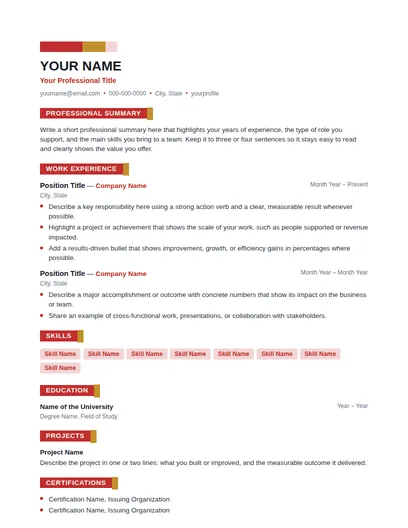 Vivid resume template preview