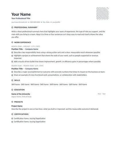 Wexford resume template preview