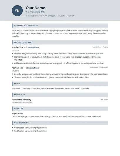Winslow resume template preview