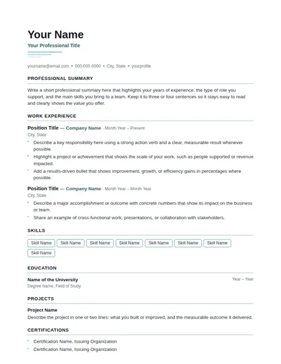 Aboudi resume template preview